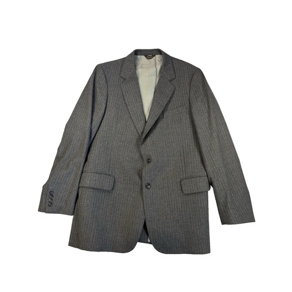 Vintage College Hall Men's L-42 36X32 Pure New Wool Gray Pinstripe 3 Piece Suit